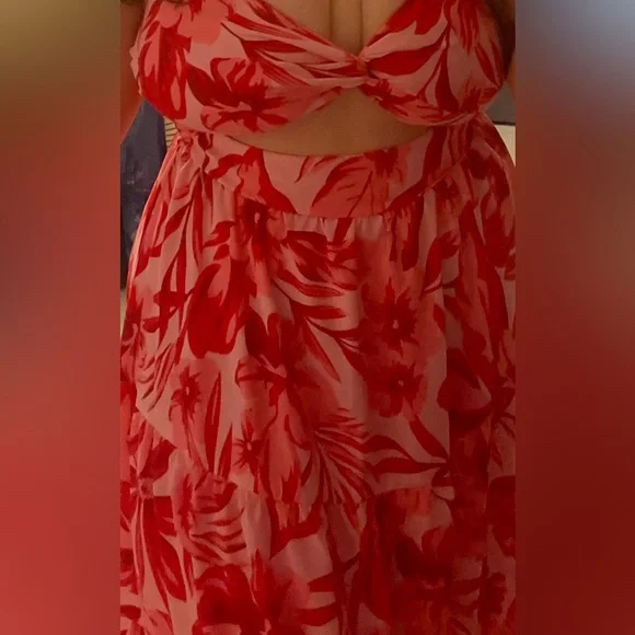 Floral Red and Pink Dress - Picture 1 of 4
